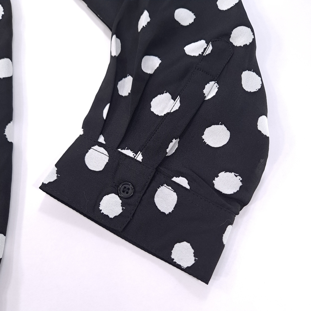 ROAMAN'S Women's Blouse Long Sleeve Button Front Black White Spots Plus - Sz 26W - Picture 4 of 10
